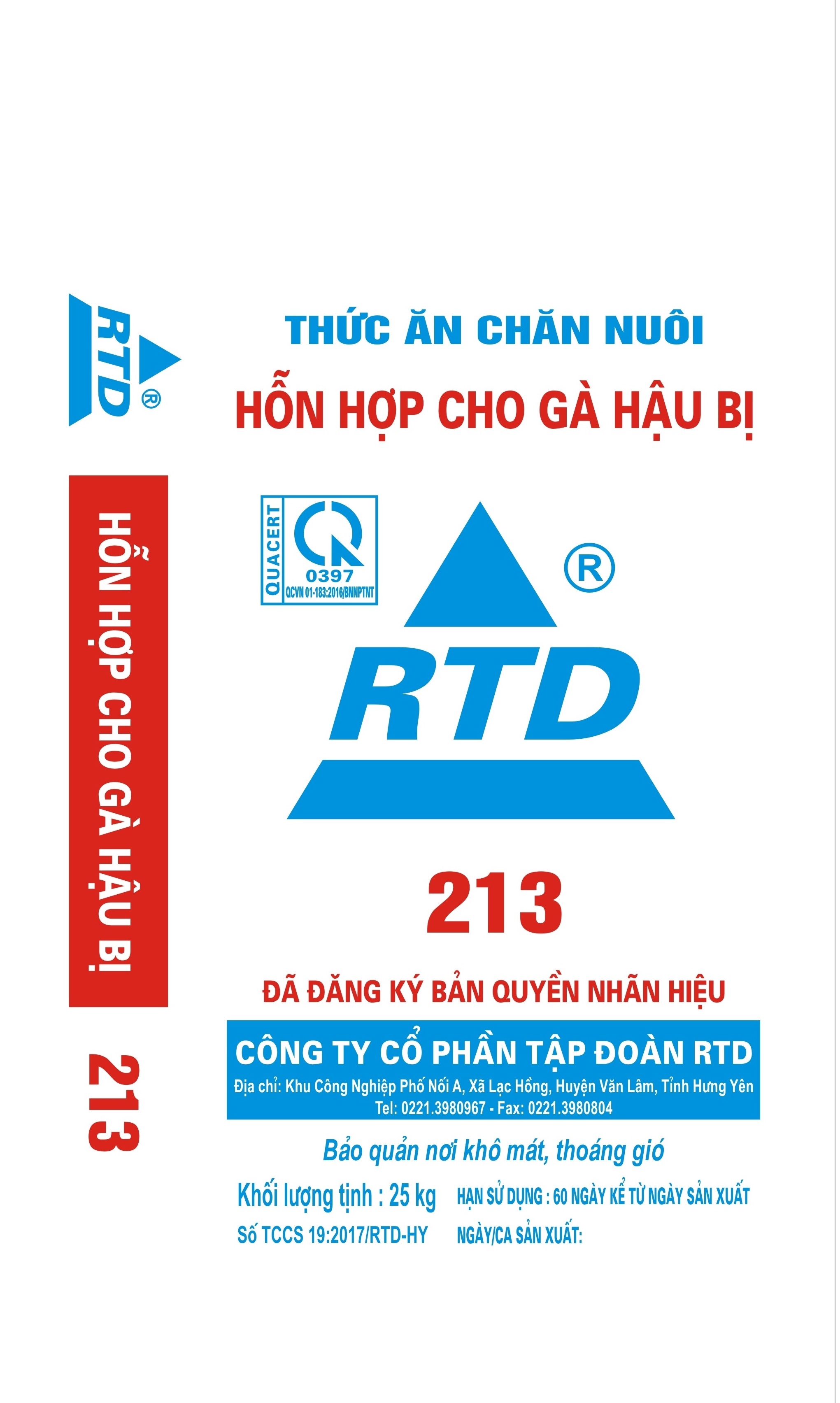 Thức ăn hỗn hợp cho gà hậu bị 213