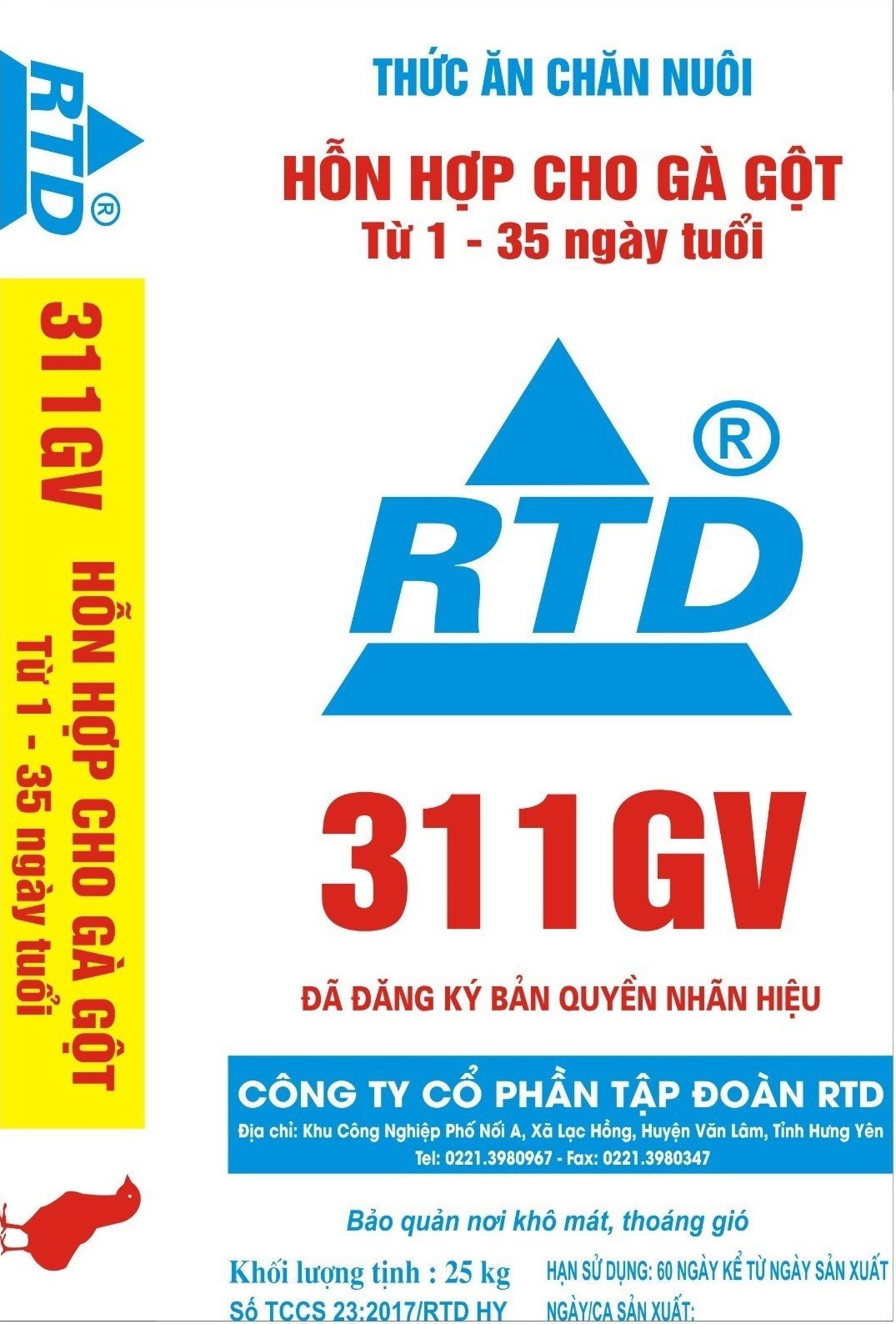 311GV Hỗn hợp cho gà gột từ 1- 35 ngày tuổi