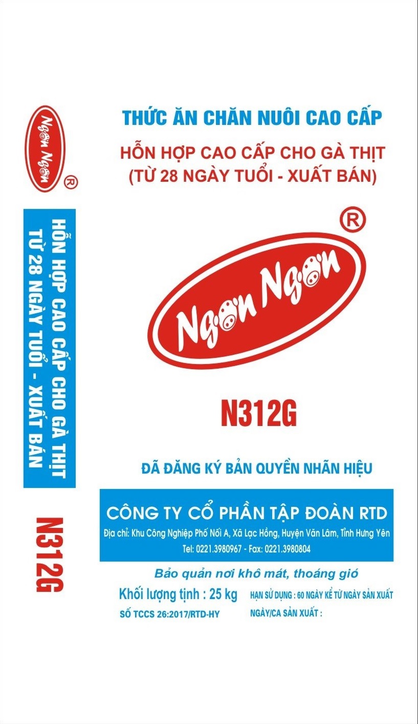 N312G hỗn hợp cao cấp cho gà thịt từ 28 28 ngày tuổi đến xuất bán