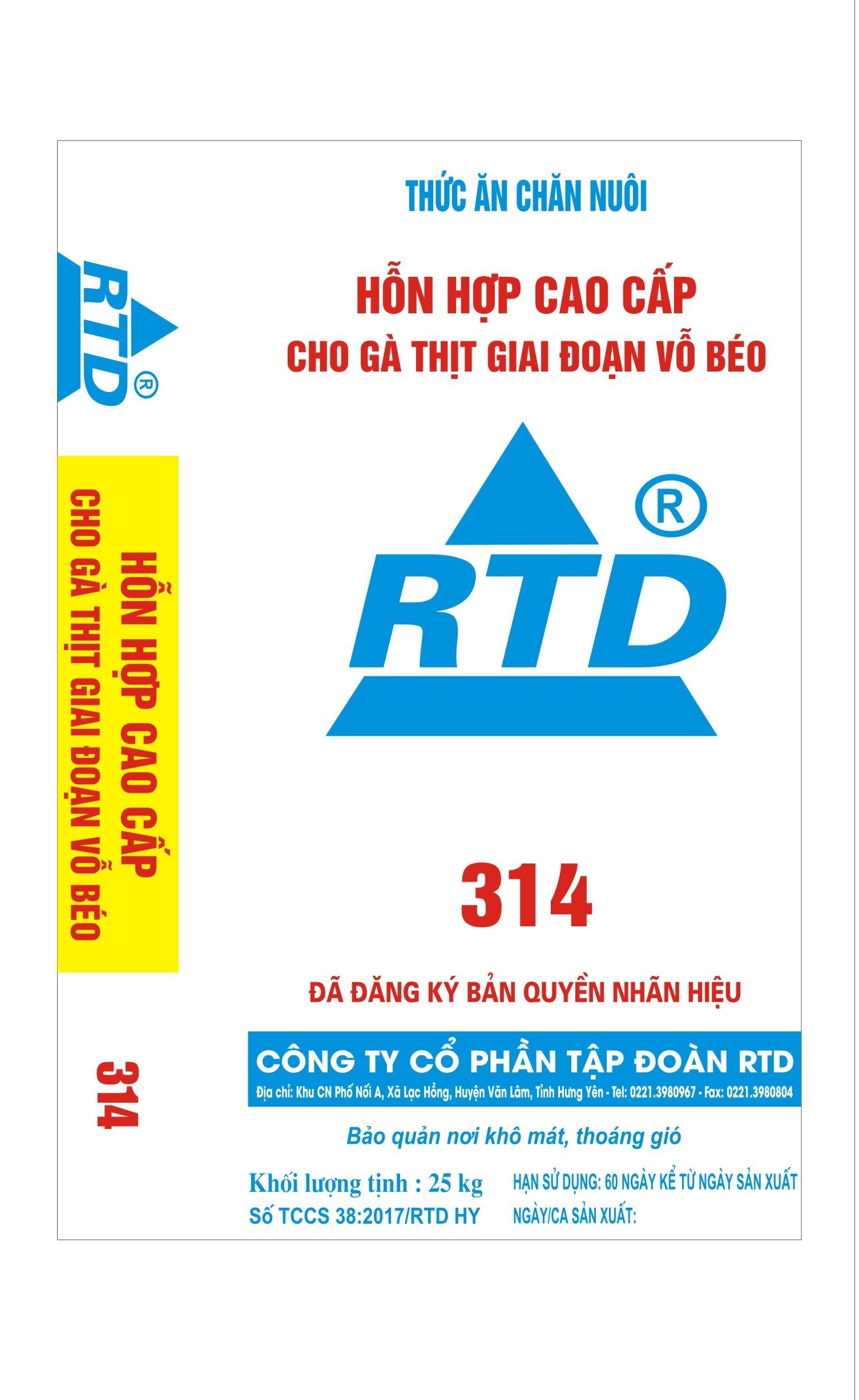 314 hỗn hợp cao cấp cho gà thịt giai đoạn vỗ béo