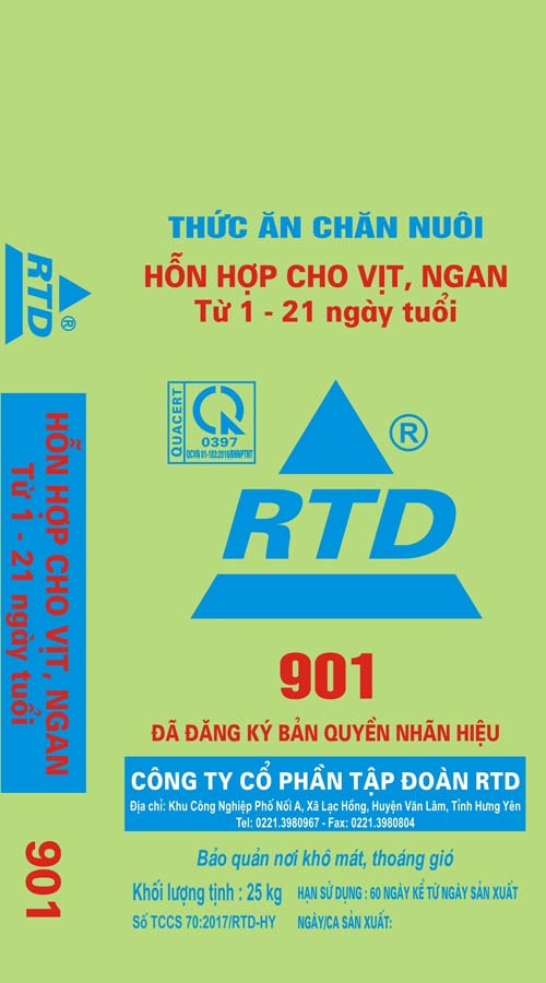 901 hỗn hợp cho vịt, ngan từ 1 - 21 ngày tuổi